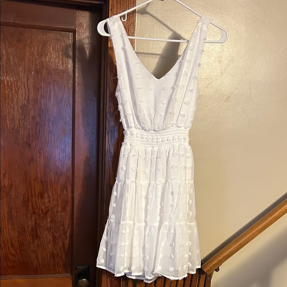 White Textured Mini Dress